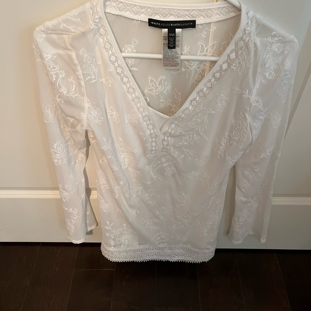 White House Black Market Women's White Top